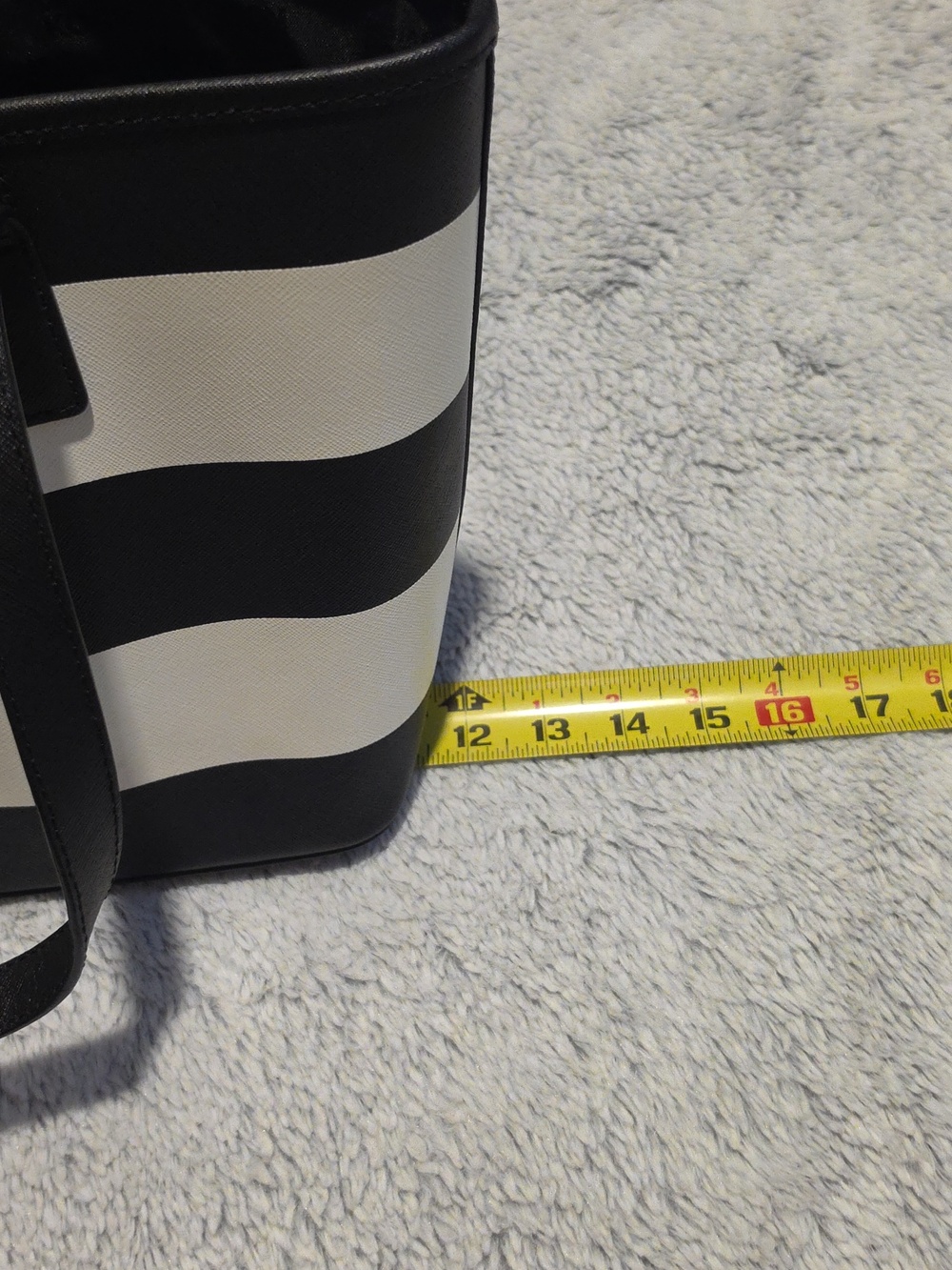 Michael Kors Black and White Striped Leather Tote - Picture 7 of 10